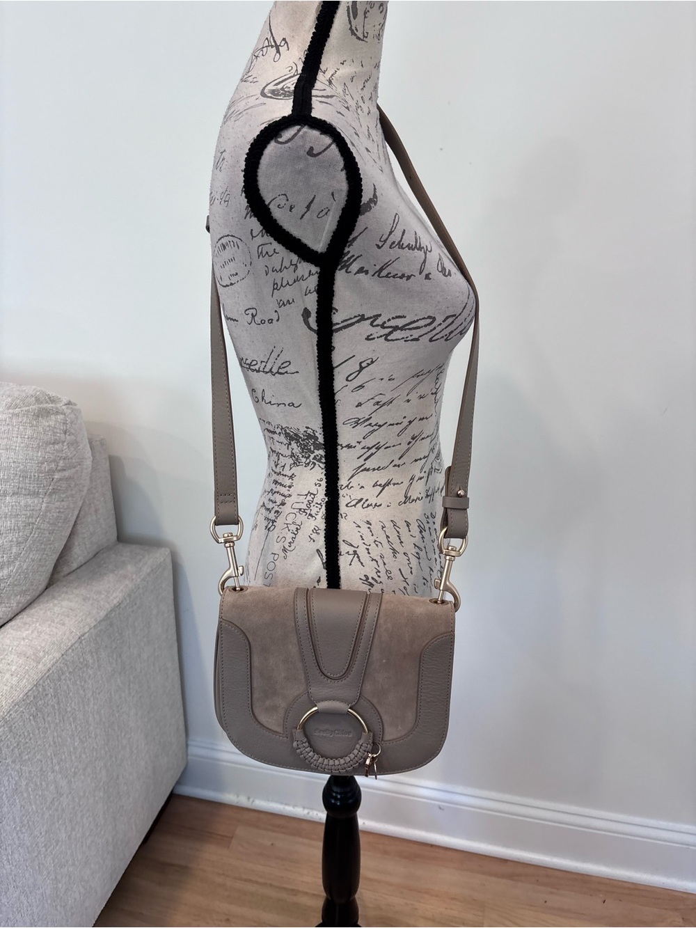See by Chloé Hana Small Crossbody bag in a grey suede and leather